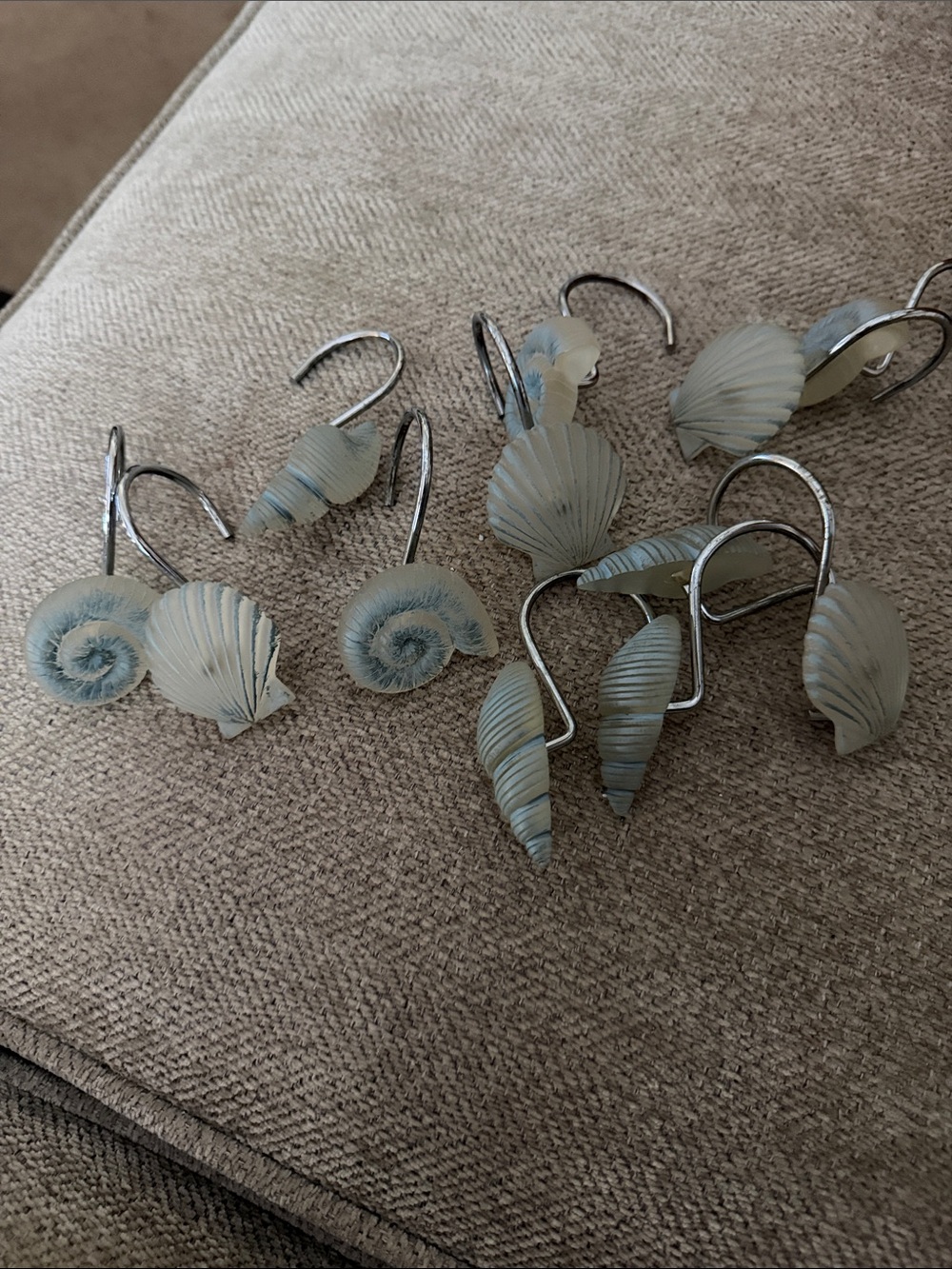 Unbranded Seafoam Shell Shower Curtain Hooks - Set of 12